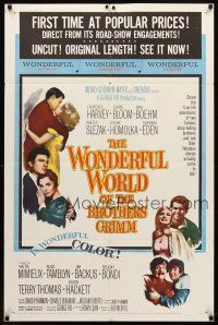 7h985 WONDERFUL WORLD OF THE BROTHERS GRIMM 1sh '62 Harvey, Bloom, Boehm, George Pal fairy tales!