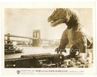 7j549 BEAST FROM 20,000 FATHOMS 8x10 still '53 Ray Bradbury, fx image of monster by river & bridge!