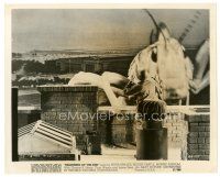 7j554 BEGINNING OF THE END 8x10 still '57 giant grasshopper staring down scared soldier on roof!