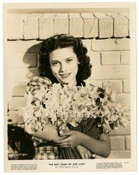 7j558 BEST YEARS OF OUR LIVES 8x10 still '47 c/u of pretty Cathy O'Donnell holding many flowers!