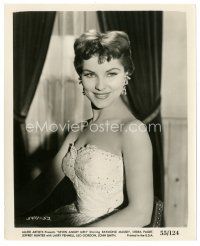 7j630 DEBRA PAGET 8x10 still '55 smiling close up in sexy lace dress from Seven Angry Men!