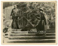 7j654 DRACULA'S DAUGHTER 8x10 still '36 cool image of Otto Kruger with gun by giant spiderweb!