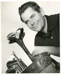 7j705 GLENN FORD 7x8.5 still '51 great smiling close up with his golf clubs from Follow The Sun!