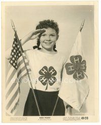 7j718 GREEN PROMISE 8x10 still '49 young Jeanne LaDuke saluting by American & 4-H flags!