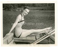 7j853 LUANA PATTEN 8x10 still '56 posing on a rowboat in super sexy swimsuit!