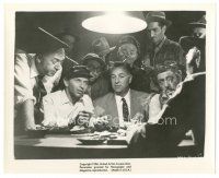 7j876 MAN WITH THE GOLDEN ARM 8x10 still '56 gamblers gather around Frank Sinatra at poker game!