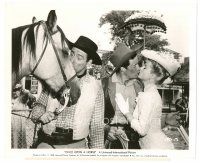 7j917 ONCE UPON A HORSE 8x10 still '58 Dan Rowan kissing Martha Hyer, Dick Martin kissing horse!
