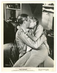 7j945 REAR WINDOW 8x10 still '54 James Stewart & Grace Kelly kissing on wheelchair, Hitchcock!