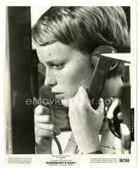 7j966 ROSEMARY'S BABY 8x10 still '68 super close up of Mia Farrow talking on phone!