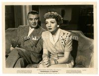 7j989 TOMORROW IS FOREVER 8x10 still '45 close up of Claudette Colbert & George Brent on couch!