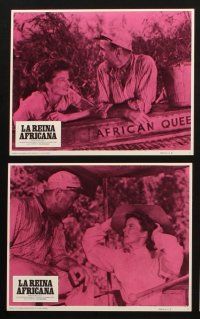 7j402 AFRICAN QUEEN 8 Spanish/U.S. 8x10 mini LCs R75 cool images of Humphrey Bogart & Katharine Hepburn!