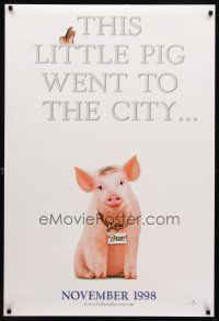 7p097 BABE PIG IN THE CITY teaser DS 1sh '98 cute image of director George Miller's talking pig!