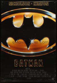 7p108 BATMAN 1sh '89 directed by Tim Burton, cool image of Bat logo!