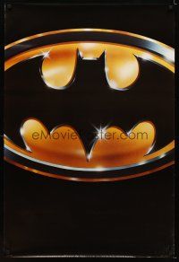 7p110 BATMAN undated matte teaser 1sh '89 directed by Tim Burton, cool image of Bat logo!