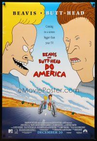 7p127 BEAVIS & BUTT-HEAD DO AMERICA advance DS 1sh '96 Mike Judge MTV cartoon!