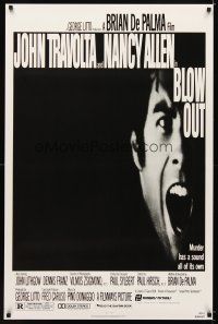 7p150 BLOW OUT 1sh '81 John Travolta, Brian De Palma, murder has a sound all of its own!