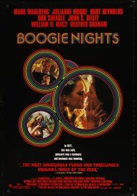 7p157 BOOGIE NIGHTS video 1sh '97 Burt Reynolds, Julianne Moore, Wahlberg as Dirk Diggler!
