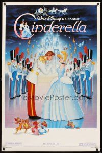 7p190 CINDERELLA 1sh R87 Walt Disney classic romantic cartoon, image of prince & mice!