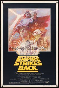 7p261 EMPIRE STRIKES BACK 1sh R81 George Lucas sci-fi classic, cool artwork by Tom Jung!