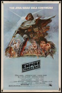 7p262 EMPIRE STRIKES BACK style B 1sh '80 George Lucas sci-fi classic, cool artwork by Tom Jung!