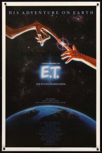 7p252 E.T. THE EXTRA TERRESTRIAL 1sh '82 Drew Barrymore, Steven Spielberg classic, Alvin art!