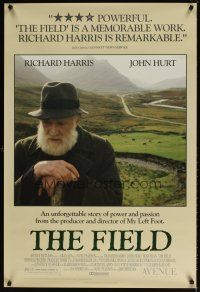 7p302 FIELD 1sh '90 Jim Sheridan directed, cool image of Richard Harris & landscape!