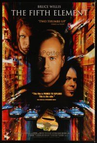7p306 FIFTH ELEMENT video 1sh '97 Bruce Willis, Milla Jovovich, Oldman, directed by Luc Besson!