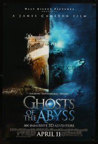 7p341 GHOSTS OF THE ABYSS advance DS 1sh '03 James Cameron 3-D, Titanic, before Avatar!