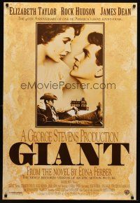 7p344 GIANT DS 1sh R96 James Dean, Elizabeth Taylor, Rock Hudson, directed by George Stevens!