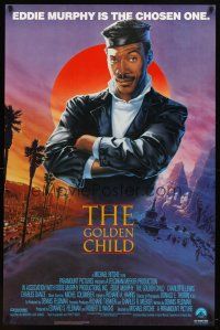 7p353 GOLDEN CHILD 1sh '86 great artwork of the chosen one Eddie Murphy by John Alvin!
