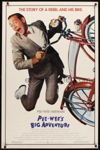 7p514 PEE-WEE'S BIG ADVENTURE 1sh '85 Tim Burton, best image of Paul Reubens & his beloved bike!