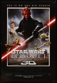7p518 PHANTOM MENACE advance DS 1sh R12 George Lucas, Star Wars Episode I in 3-D!