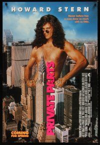 7p532 PRIVATE PARTS advance 1sh '96 wacky image of naked Howard Stern in New York City!