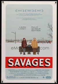 7p582 SAVAGES advance DS 1sh '07 cool artwork of Laura Linney & Philip Seymour Hoffman!