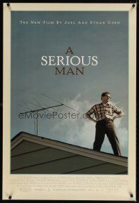 7p593 SERIOUS MAN DS 1sh '09 Coen Brothers directed, Michael Stuhlbarg on roof!