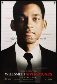 7p595 SEVEN POUNDS teaser DS 1sh '08 Will Smith, Rosario Dawson, Woody Harrelson!