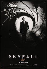 7p618 SKYFALL teaser DS 1sh '12 cool image of Daniel Craig as Bond in gun barrel, newest 007!