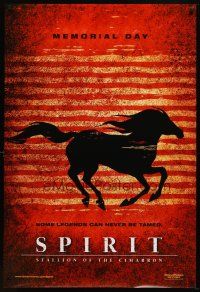 7p651 SPIRIT STALLION OF THE CIMARRON advance DS 1sh '02 Dreamworks Native American horse cartoon!
