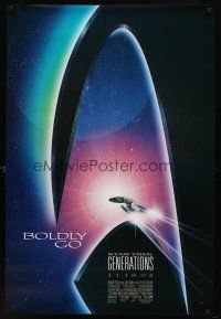 7p662 STAR TREK: GENERATIONS advance 1sh '94 cool sci-fi art of the Enterprise, Boldly Go!
