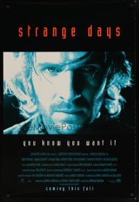 7p678 STRANGE DAYS blue style advance 1sh '95 close-up of Ralph Fiennes, you know you want it!