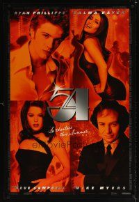 7p681 STUDIO 54 advance DS 1sh '99 Ryan Phillipe, Salma Hayek, Neve Campbell, Mike Myers as Rubell!