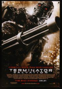 7p704 TERMINATOR SALVATION advance DS 1sh '09 Christian Bale, Worthington, cyborg action!