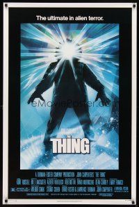 7p709 THING 1sh '82 John Carpenter, sci-fi horror art, ultimate in alien terror!