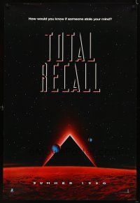 7p727 TOTAL RECALL teaser 1sh '90 Paul Verhoeven, how would you know if someone stole your mind?