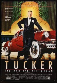 7p739 TUCKER: THE MAN & HIS DREAM int'l 1sh '88 Coppola, Jeff Bridges in tux leaning on car!