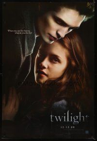 7p740 TWILIGHT teaser DS 1sh '09 close up of Kristen Stewart & vampire Robert Pattinson!