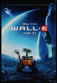 7p766 WALL-E advance DS 1sh '08 Walt Disney, Pixar, Best Animated Film, WALL-E w/ spaceship!