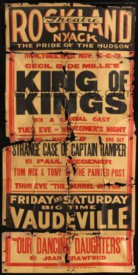 7k263 ROCKLAND THEATRE 3sh '28 King of Kings, Strange Case of Captain Ramper, Our Dancing Daughters