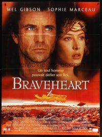 7k750 BRAVEHEART French 1p '95 different image of Mel Gibson as William Wallace & Sophie Marceau!