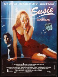 7k797 FABULOUS BAKER BOYS French 1p '89 Jeff & Beau Bridges, sexy Michelle Pfeiffer!